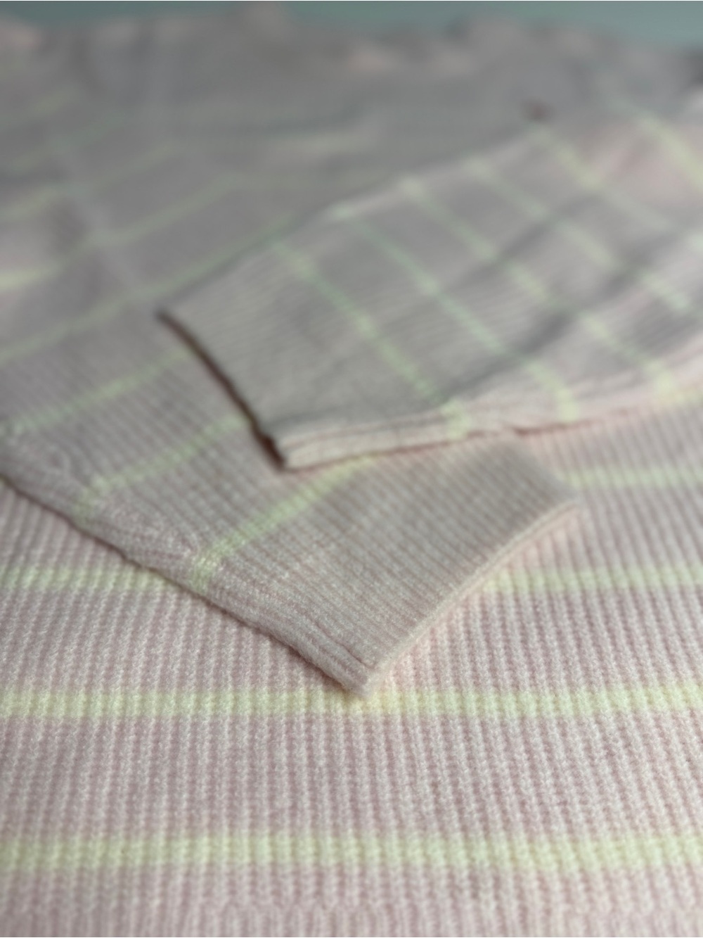 a new day Light Pink and Cream Striped Crewneck Sweater with Red Bow - Picture 4 of 6